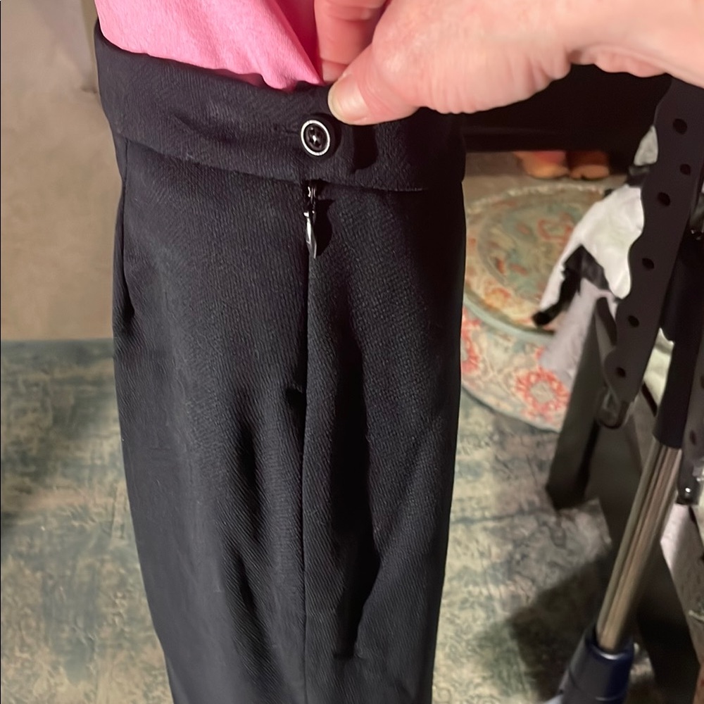 Doncaster Vintage Wool Lined Black Straight Leg Slacks w/ Side Zip & Button - Picture 3 of 8